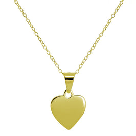 Collier en argent sterling plaqué or avec petit cœur gravable