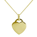 Collier en argent sterling plaqué or avec grand cœur gravable