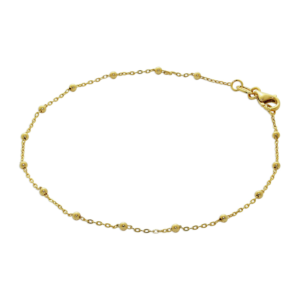 Bracelet chaîne à billes en or 9 carats de 19 cm