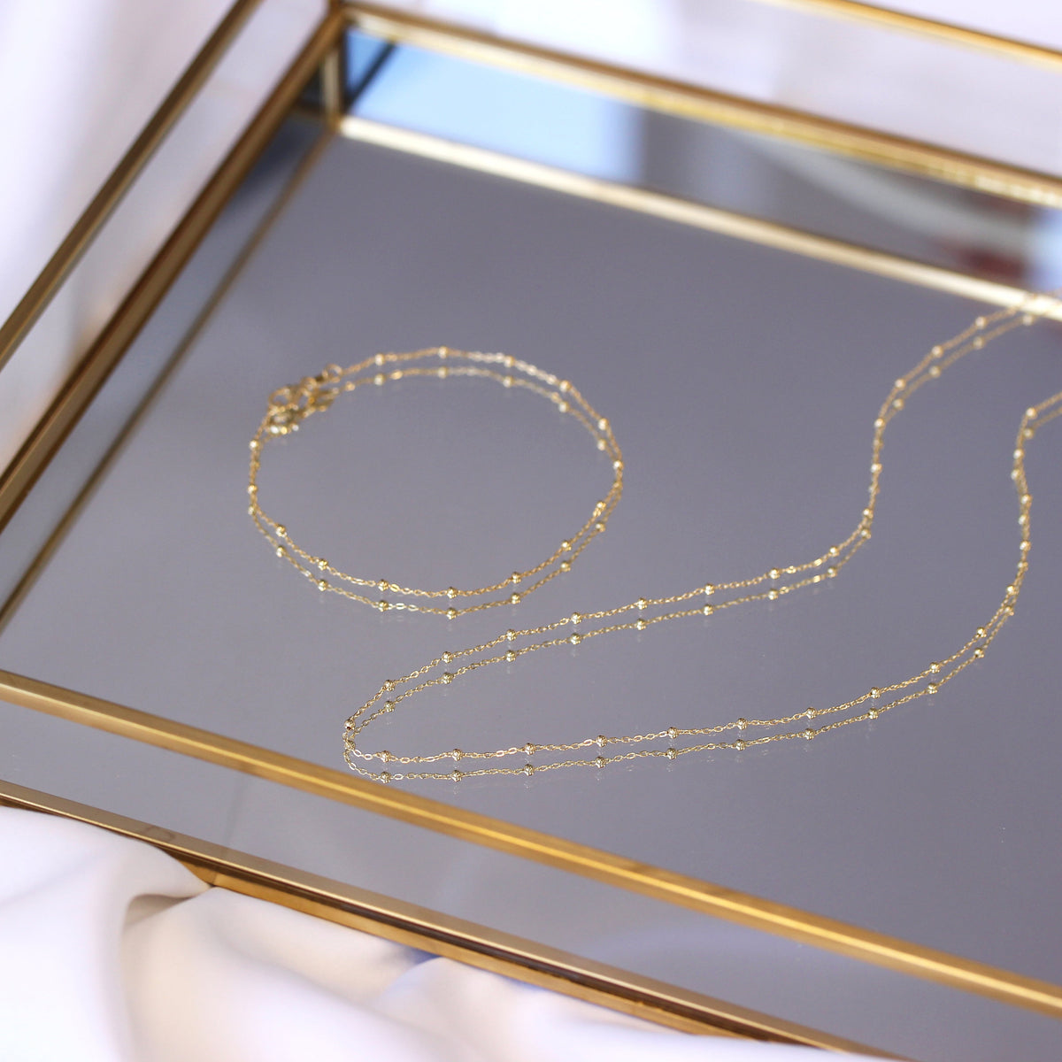 Bracelet chaîne à billes en or 9 carats de 19 cm