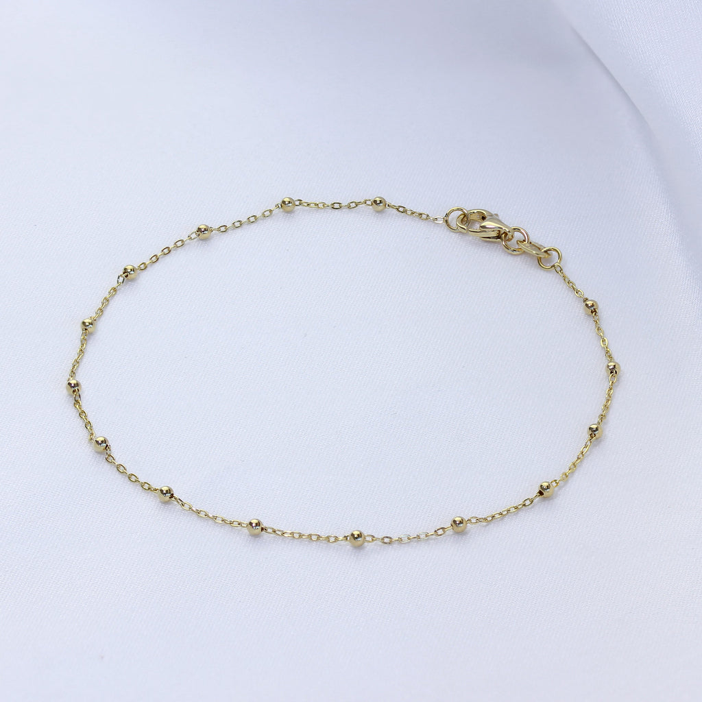 Bracelet chaîne à billes en or 9 carats de 19 cm