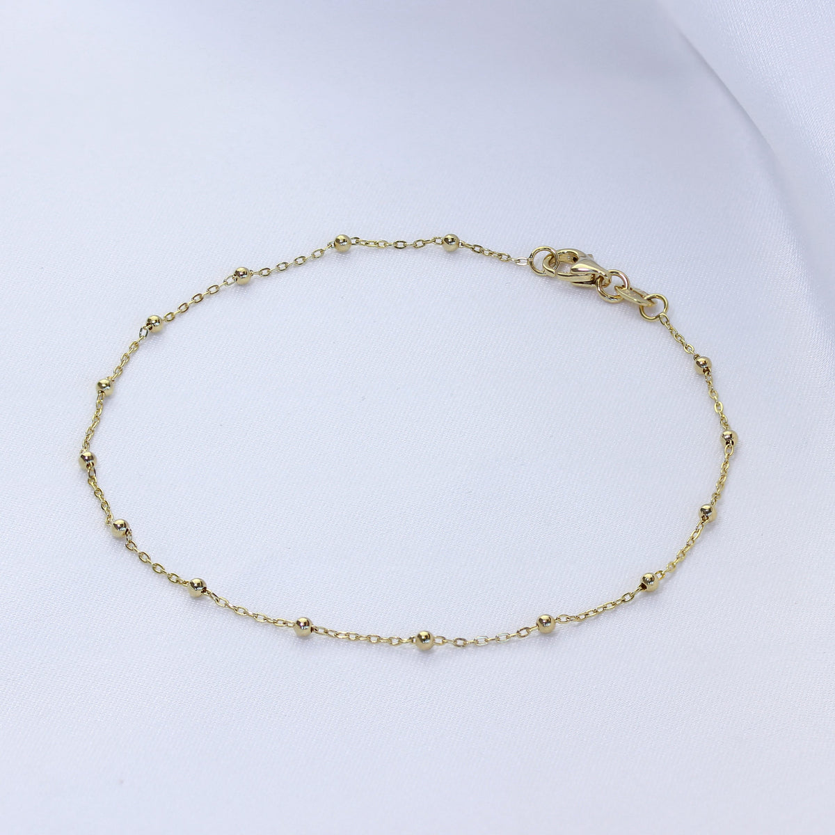 Bracelet chaîne à billes en or 9 carats de 19 cm