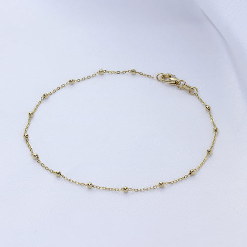Bracelet chaîne à billes en or 9 carats de 19 cm