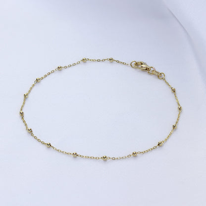 Bracelet chaîne à billes en or 9 carats de 19 cm
