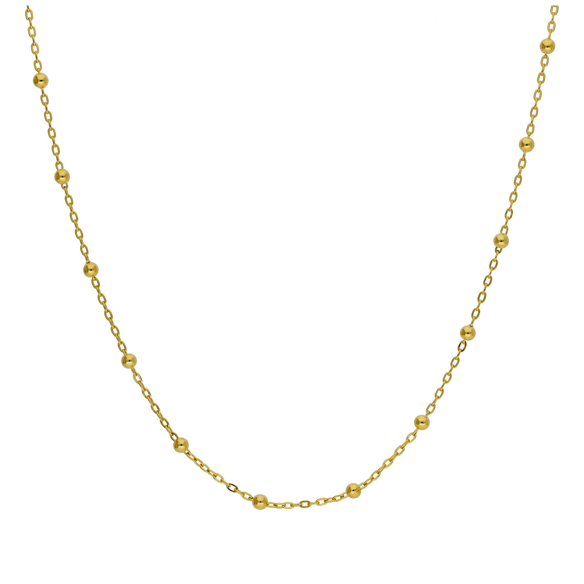 Collier chaîne à billes en or 9 carats, 45 cm