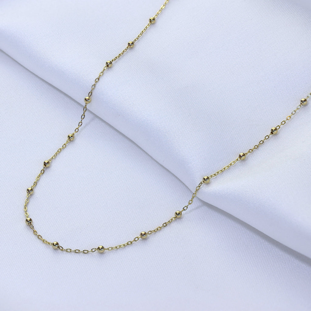 Collier chaîne à billes en or 9 carats, 45 cm