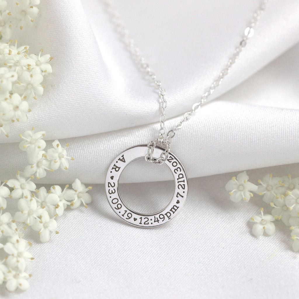 Collier rond sur mesure en argent sterling pour nouveau-né, 40 à 71 cm