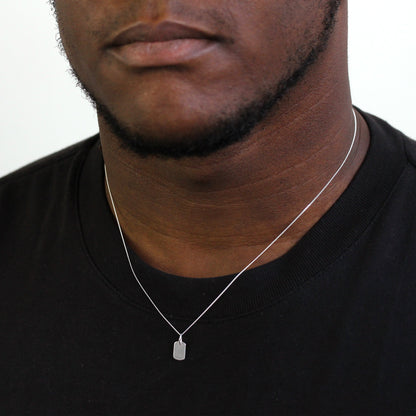 Collier mini-étiquette gravable en argent sterling de 14 à 32 pouces