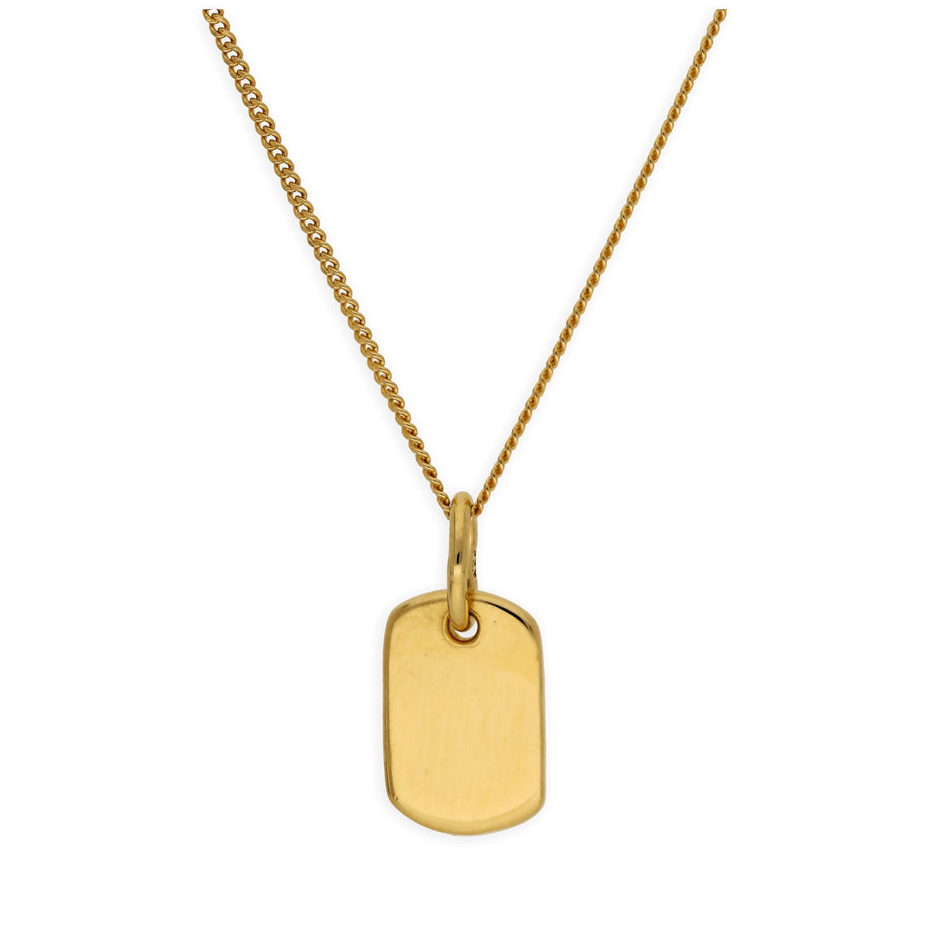 Collier mini-étiquette gravable en argent sterling plaqué or