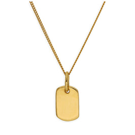 Collier mini-étiquette gravable en argent sterling plaqué or