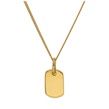 Collier mini-étiquette gravable en argent sterling plaqué or