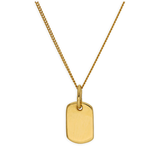 Collier mini-étiquette gravable en argent sterling plaqué or