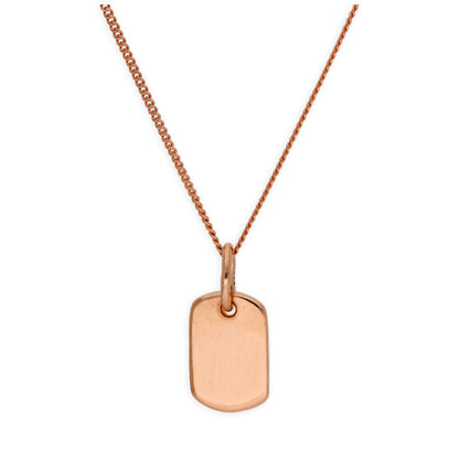 Collier mini-étiquette gravable en argent sterling plaqué or rose