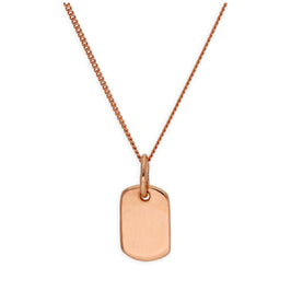 Collier mini-étiquette gravable en argent sterling plaqué or rose