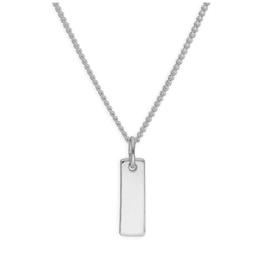 Collier en argent sterling avec mini-barre gravable, 40 à 71 cm