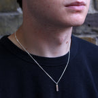 Collier en argent sterling avec mini-barre gravable, 40 à 71 cm
