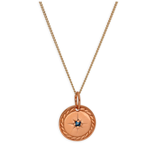 Collier médaillon étoile en argent sterling plaqué or rose 14-32"