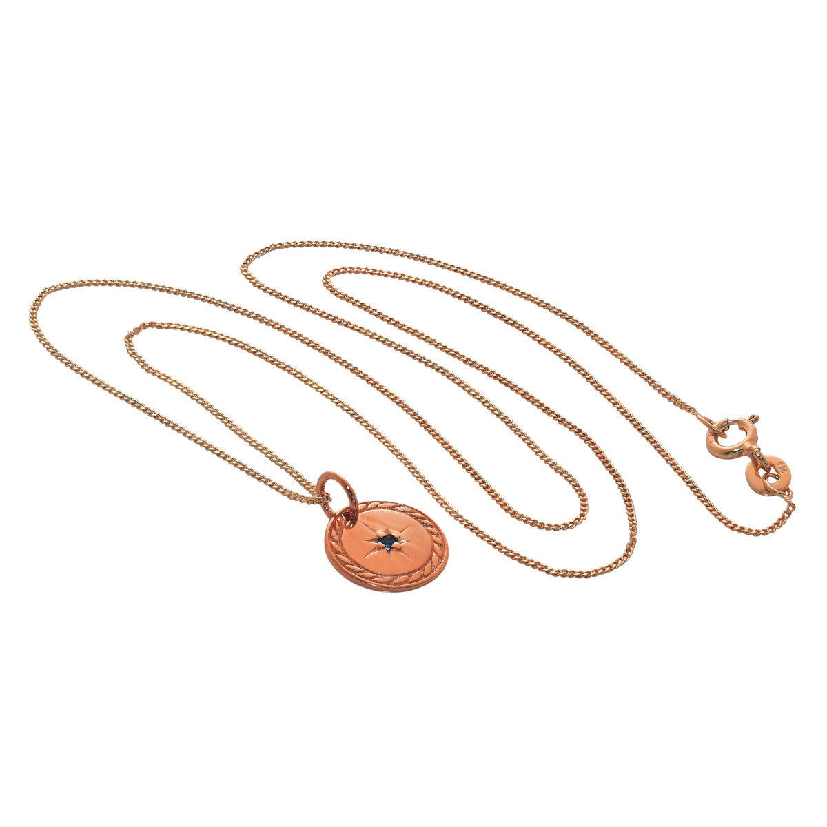 Collier médaillon étoile en argent sterling plaqué or rose 35-81 cm