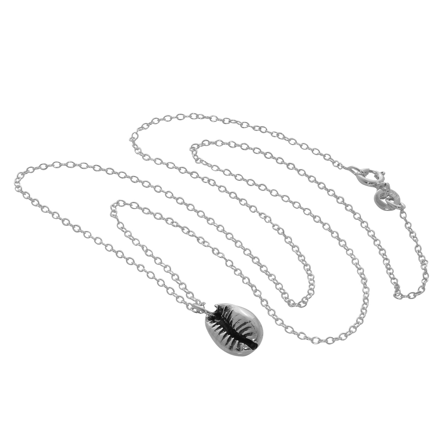 Collier en argent sterling avec coquillages cauris de 14 à 22 pouces