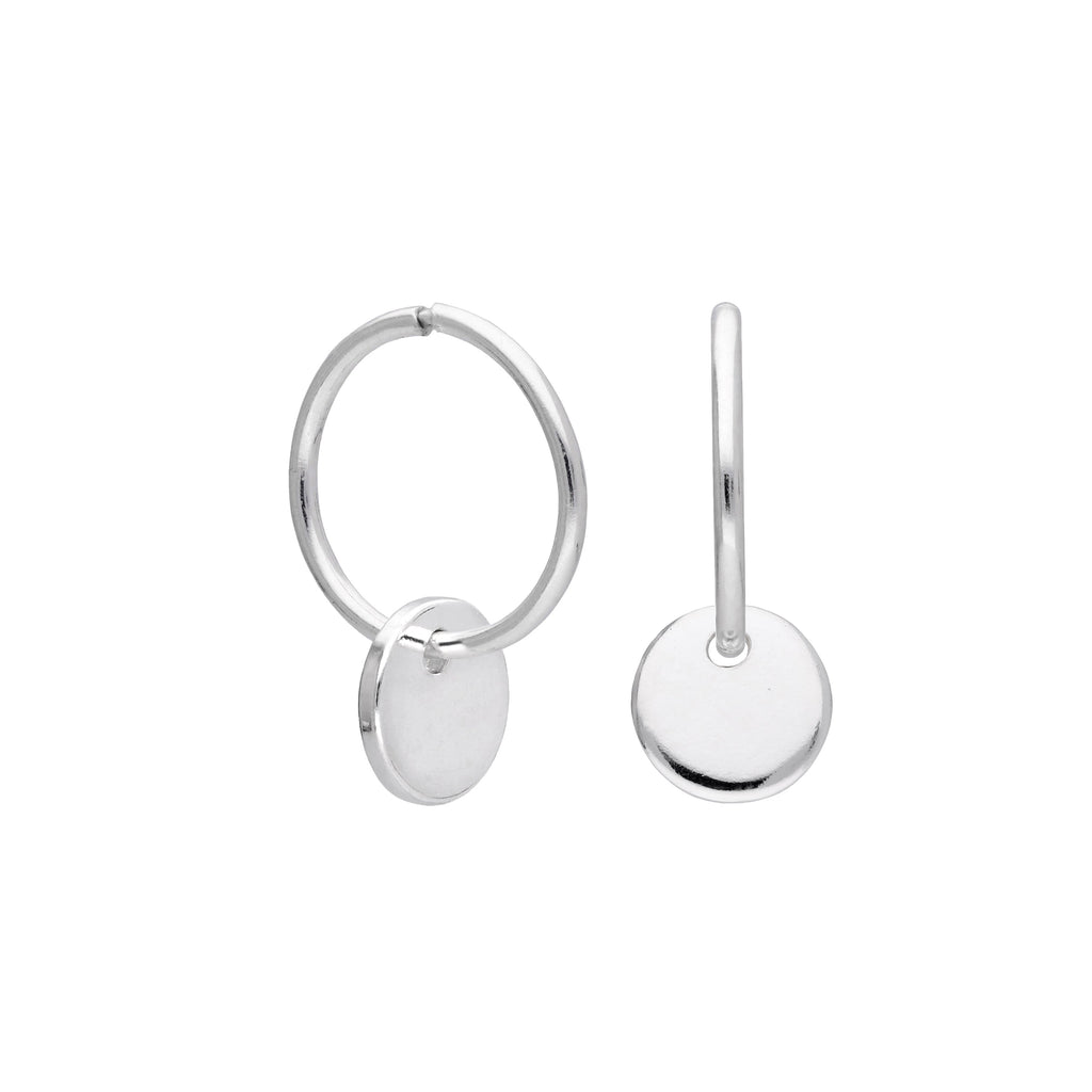 Boucles d'oreilles créoles à breloques rondes en argent sterling de 10 à 22 mm