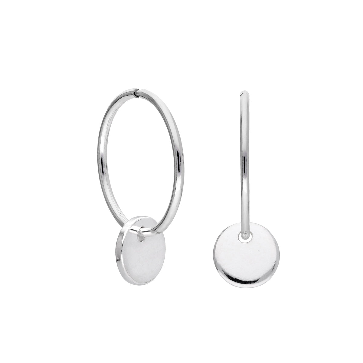 Boucles d'oreilles créoles à breloques rondes en argent sterling de 10 à 22 mm