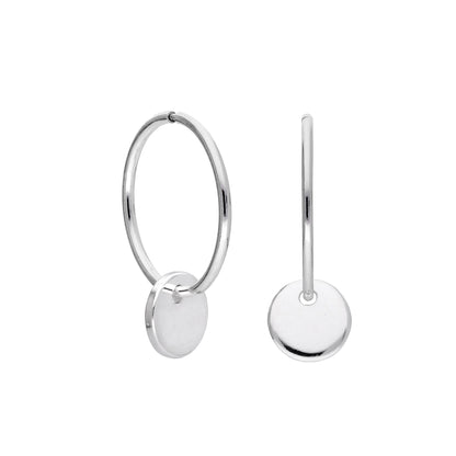 Boucles d'oreilles créoles à breloques rondes en argent sterling de 10 à 22 mm