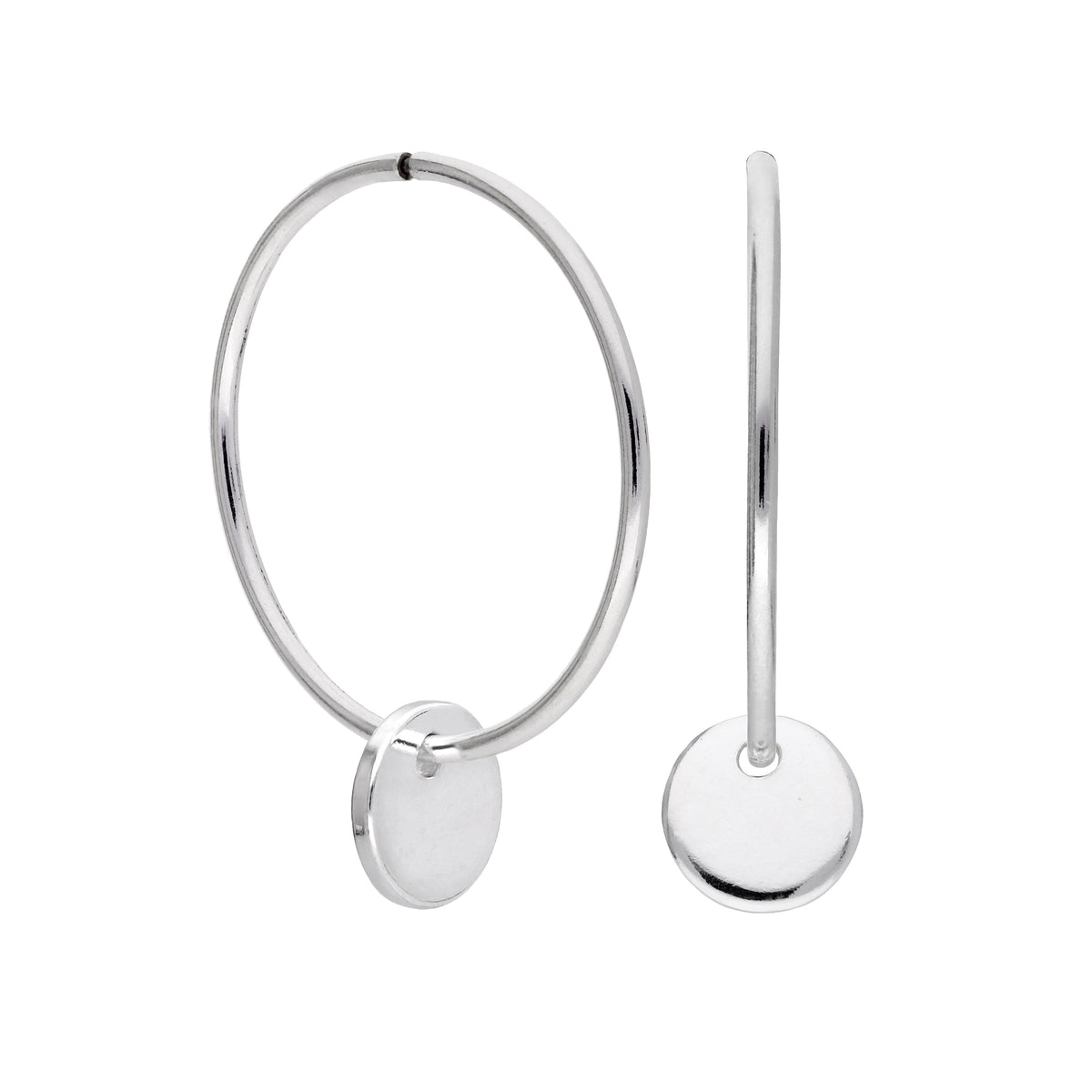 Boucles d'oreilles créoles à breloques rondes en argent sterling de 10 à 22 mm