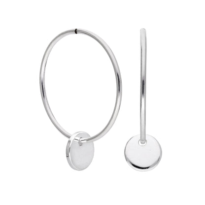 Boucles d'oreilles créoles à breloques rondes en argent sterling de 10 à 22 mm