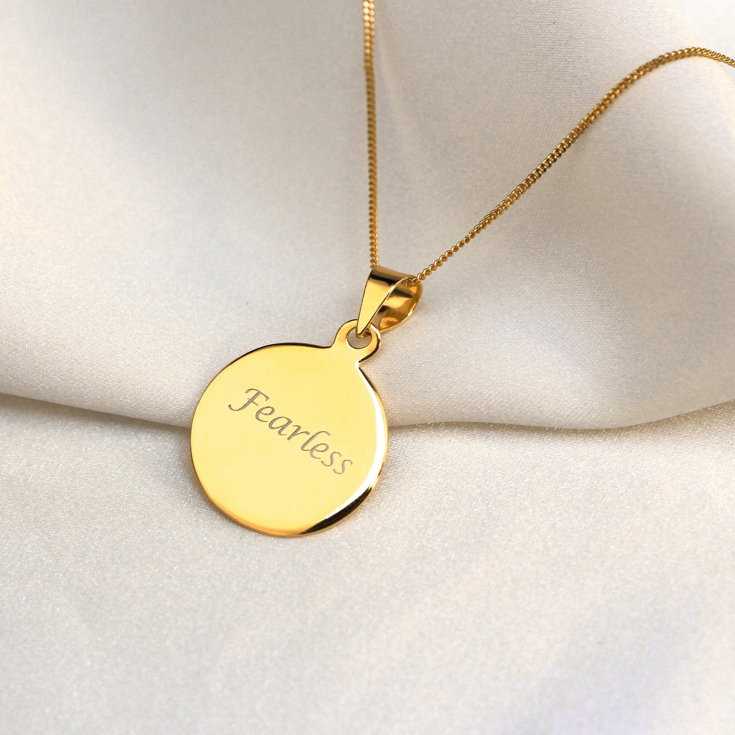 Collier rond en argent sterling plaqué or gravable 14-32"