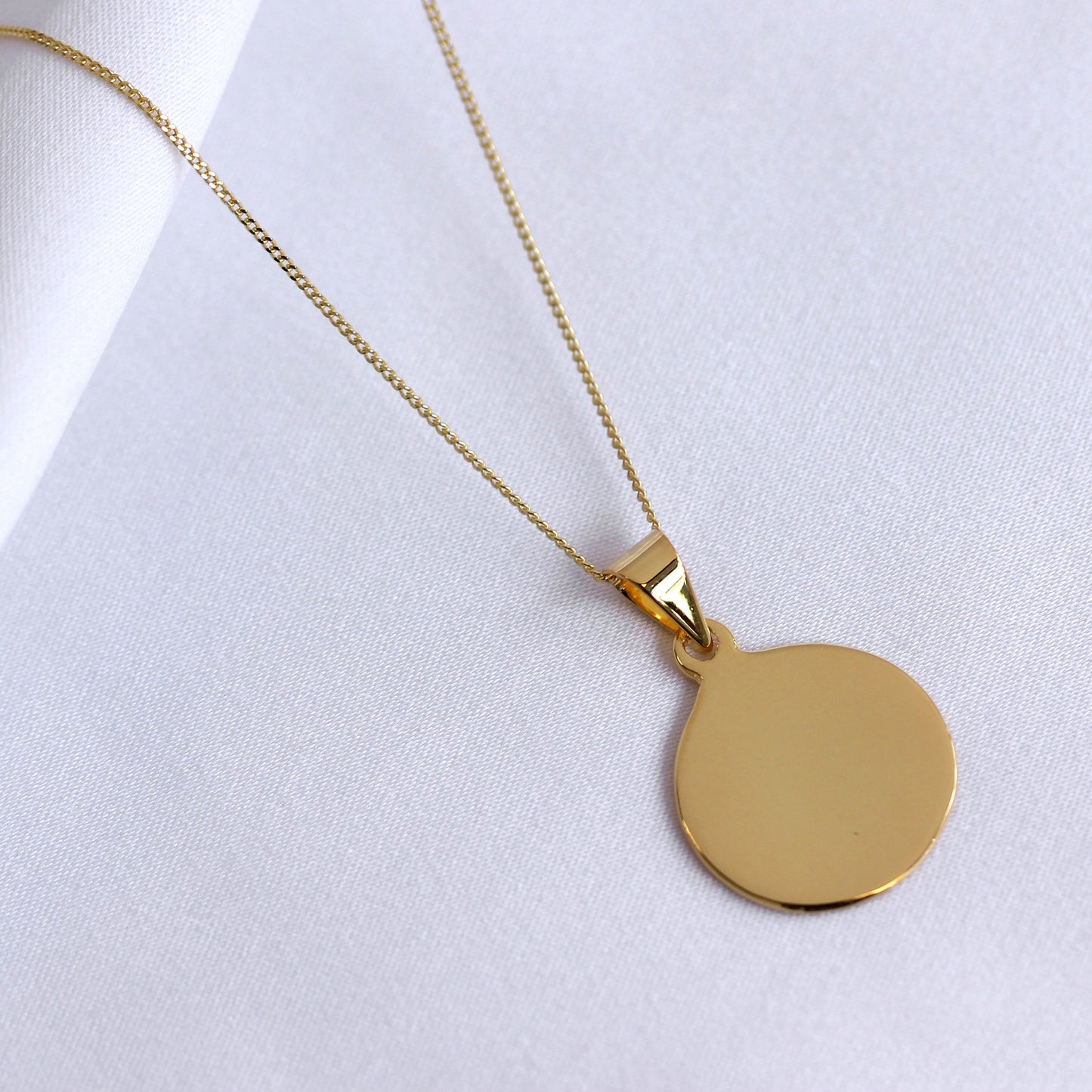 Collier rond en argent sterling plaqué or gravable 14-32"