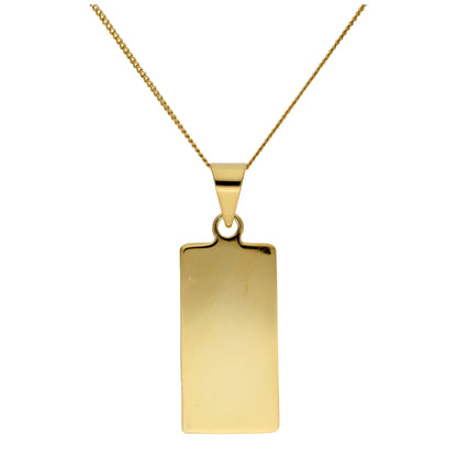 Collier rectangulaire en argent sterling plaqué or gravable 14-32"
