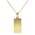 Collier rectangulaire en argent sterling plaqué or gravable 35-81 cm