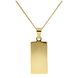 Collier rectangulaire en argent sterling plaqué or gravable 35-81 cm