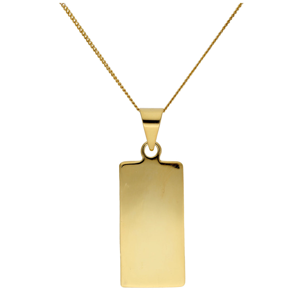 Collier rectangulaire en argent sterling plaqué or gravable 35-81 cm