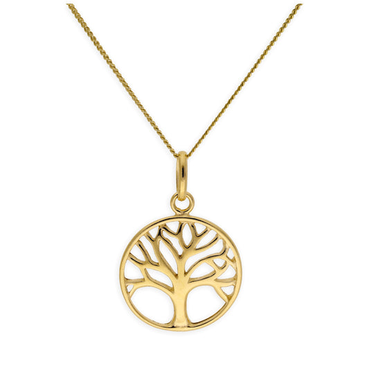 Collier Arbre de Vie en Argent Sterling Plaqué Or 14-32 Pouces