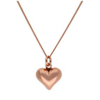 Collier cœur gonflé en argent sterling plaqué or rose de 35 à 81 cm