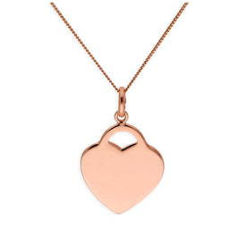 Collier en argent sterling plaqué or rose avec cœur gravable de 35 à 81 cm