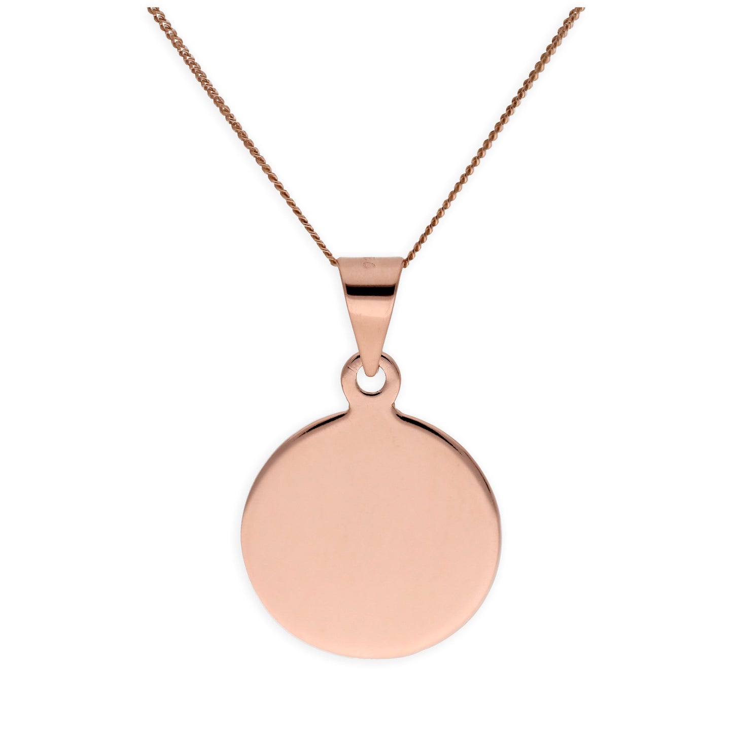 Collier rond en argent sterling plaqué or rose gravable 14-32"