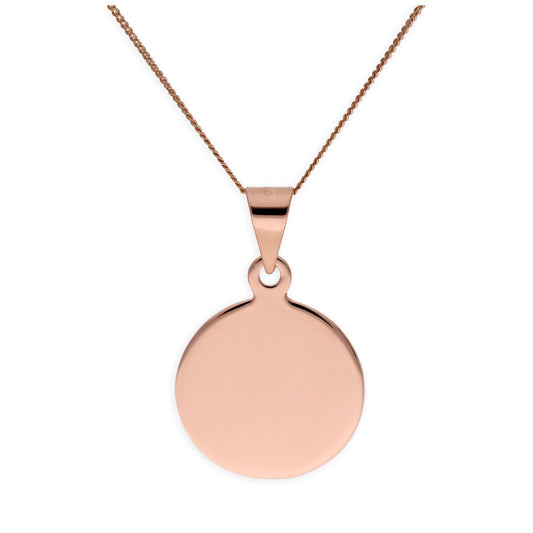 Collier rond en argent sterling plaqué or rose gravable 14-32"