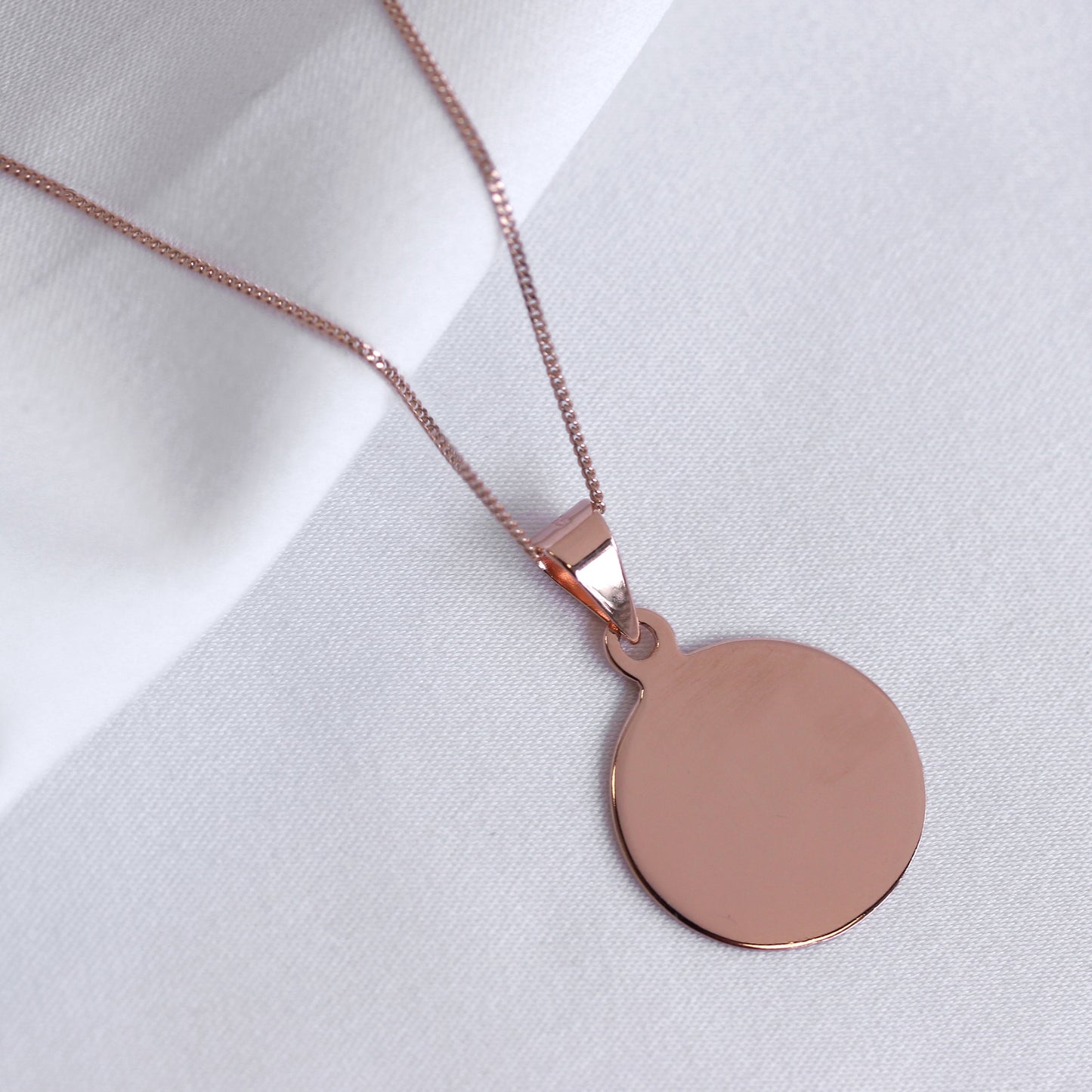 Collier rond en argent sterling plaqué or rose gravable 14-32"
