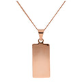 Collier rectangulaire en argent sterling plaqué or rose, gravable, 35 à 81 cm