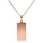 Collier rectangulaire en argent sterling plaqué or rose, gravable, 35 à 81 cm
