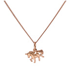 Petit collier licorne en argent sterling plaqué or rose de 35 à 81 cm