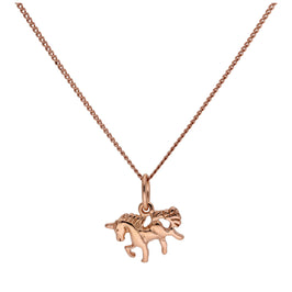 Petit collier licorne en argent sterling plaqué or rose de 35 à 81 cm