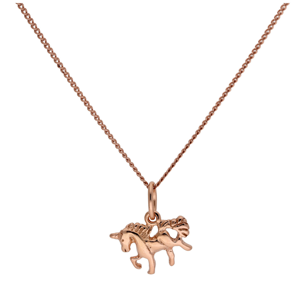 Petit collier licorne en argent sterling plaqué or rose de 35 à 81 cm