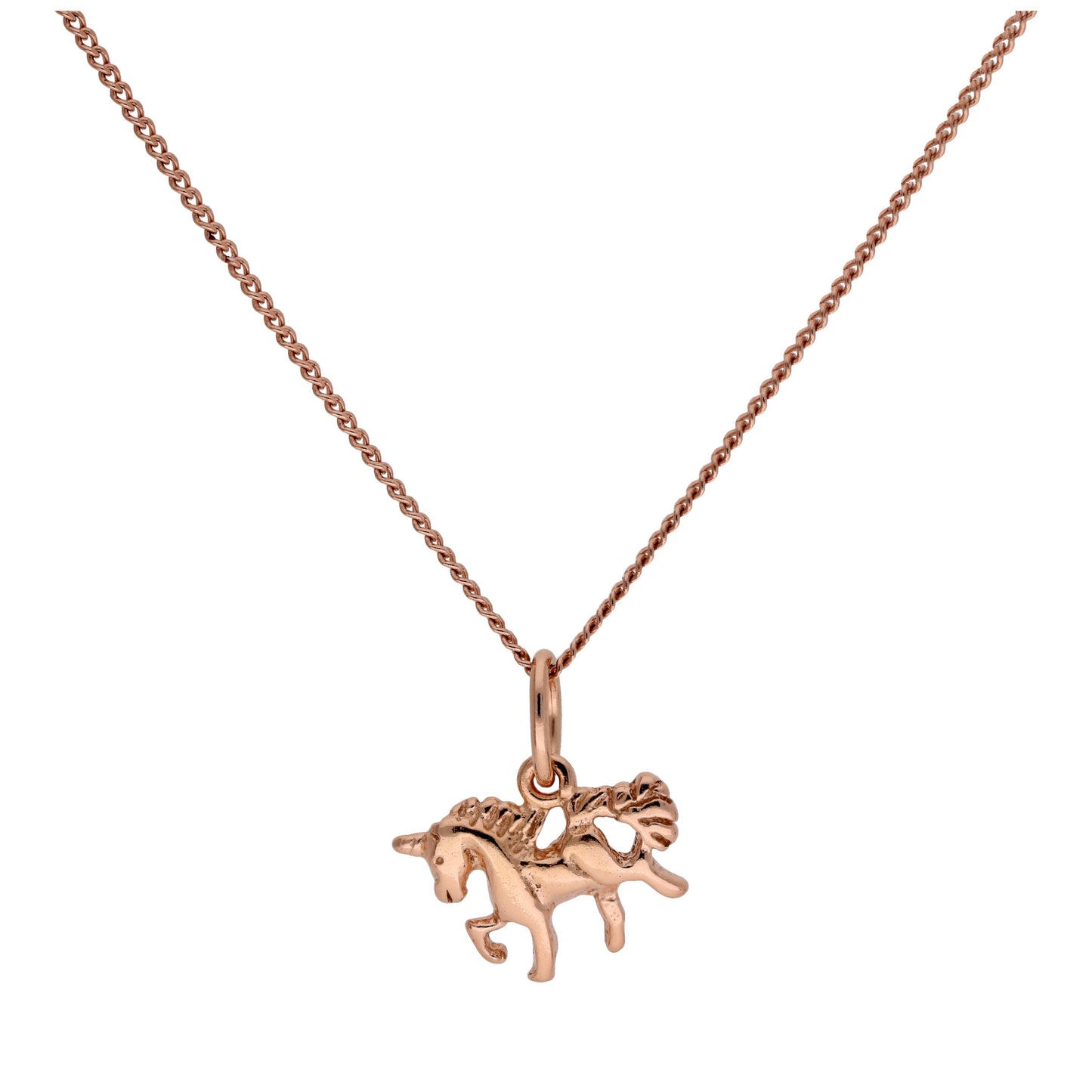 Petit collier licorne en argent sterling plaqué or rose de 35 à 81 cm