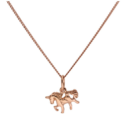 Petit collier licorne en argent sterling plaqué or rose de 35 à 81 cm