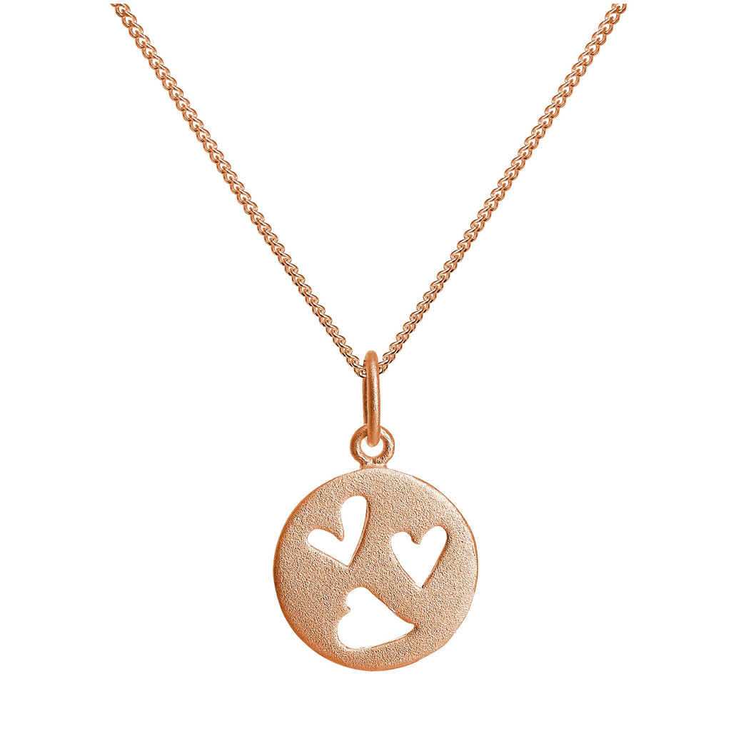 Collier triple cœur ouvert en argent sterling plaqué or rose, 35 à 81 cm
