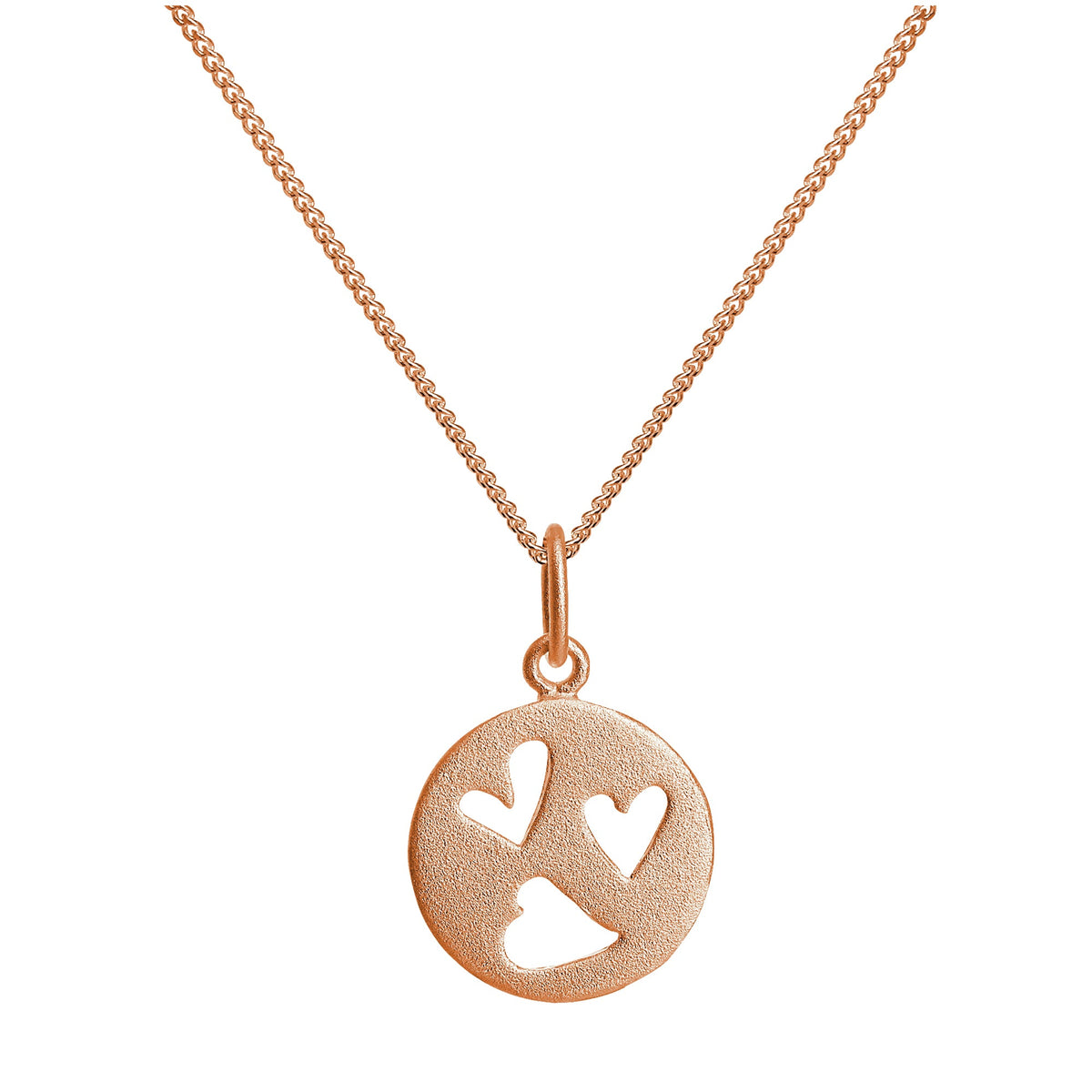 Collier triple cœur ouvert en argent sterling plaqué or rose, 35 à 81 cm