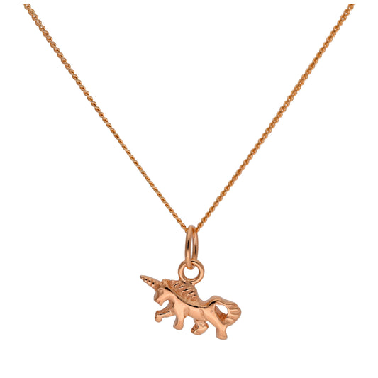 Petit collier licorne en argent sterling plaqué or rose de 35 à 81 cm
